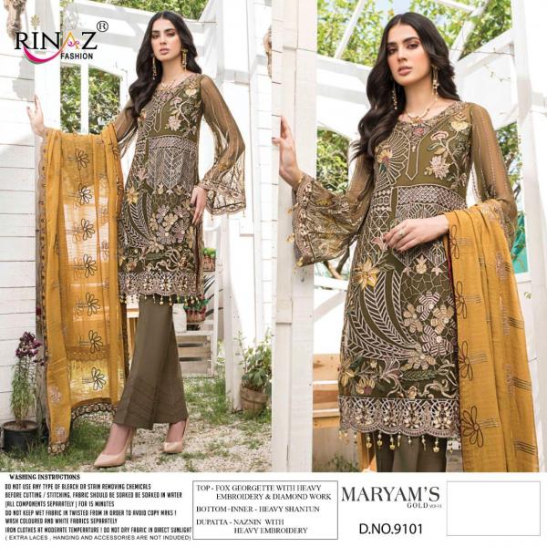 Rinaz Maryam's Gold 13 Designer Georgette Embroidery Wedding wear Salwar 